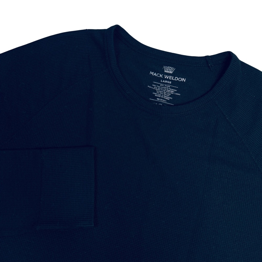 Mack Weldon Mens Wool Blend Thermal Waffle Knit‎ Baselayer Shirt Black Sz Large